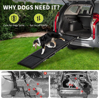 Garvee Rampe pliable pour chien en aluminium 160 x 43 cm, antidérapante, supporte jusqu’à 120 kg, idéale voiture, canapé, lit et chiens âgés.