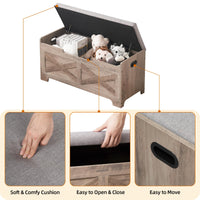 Banc de rangement Garvee avec verrou de sécurité, style campagnard, bois gris, pour couloir et chambre