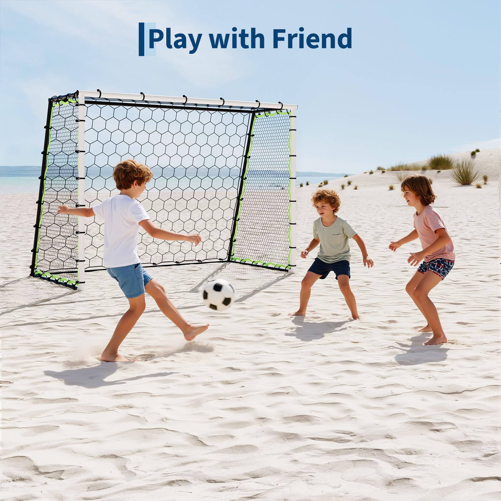Garvee Filet de Rebond de Football 3-en-1, Filet Haute Réactivité avec Cadre en Acier, pour Entraînement Individuel ou Collectif