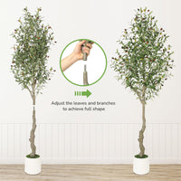 Garvee Olivier Artificiel 180 cm avec Pot Blanc, Style Méditerranéen pour Salon, Bureau et Balcon, Vert