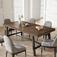 Table de salle à manger industrielle Garvee en bois pour 6 à 8 personnes, avec structure métallique robuste, pieds réglables, 180 cm (70,87 po), finition brun rustique.