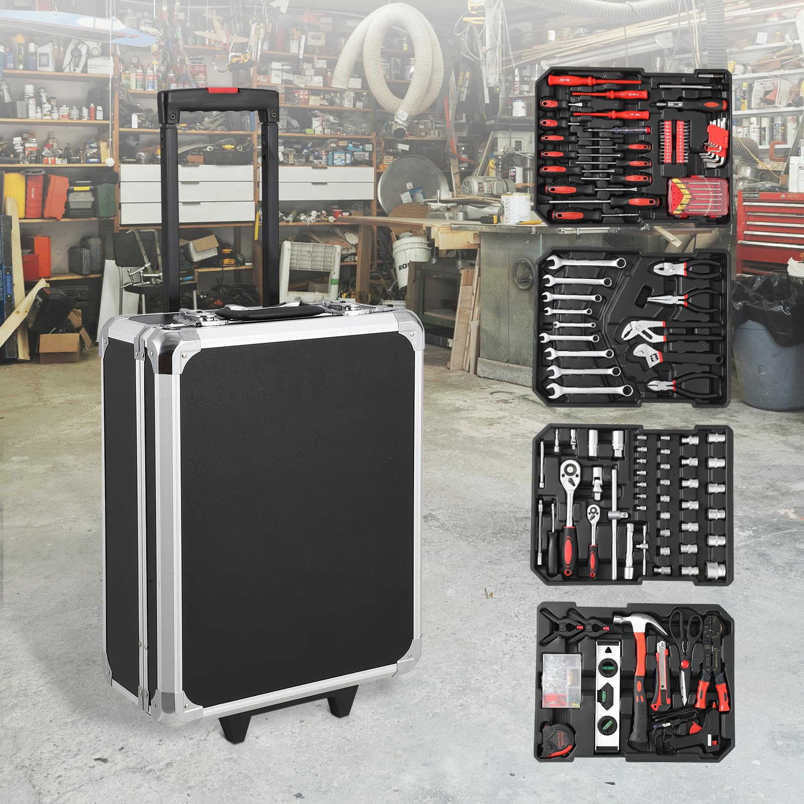 Coffret à outils Garvee 800 pièces – acier au chrome-vanadium, chariot à roulettes, idéal pour la maison, le bricolage et l'atelier