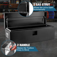 Garvee Coffre à Outils en Fer HHF pour Camion, Couvercle Rainuré avec Double Vérin Hydraulique, 38 × 38 × 122 cm, Serrure Sécurisée, Noir