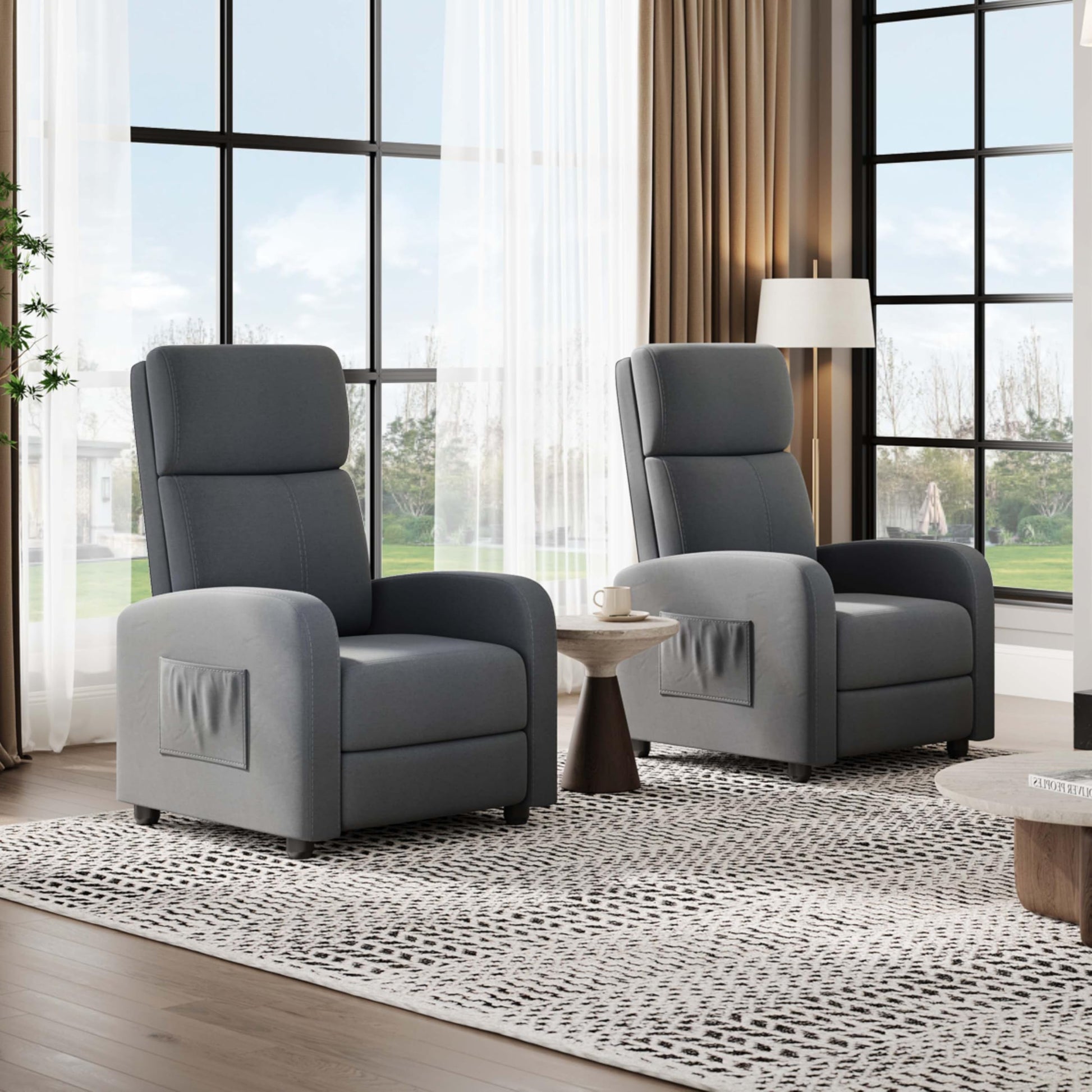 Fauteuil inclinable Garvee pour adultes, ergonomique et réglable, siège confortable avec poche latérale, dossier haut, larges accoudoirs, canapé de salon