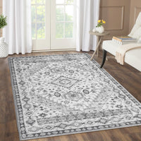 Tapis GARVEE style bohème traditionnel, lavable, antidérapant, doux, antitache, pliable, 80 x 150 cm, gris, salon