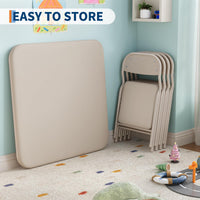 Ensemble table et chaises pliantes 3 pièces pour enfants Garvee, pliable, sûr, en cuir PU, antirouille, pour salle de jeux et maternelle
