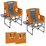 Garvee Chaise de Camping XL Pliante avec Table Latérale, Structure en Acier et Tissu Oxford 600D, Poche de Rangement, Plage et Pique-Nique - Orange