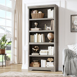 Garvee Bibliothèque haute à 5 niveaux 175 cm en MDF, étagères réglables, meuble de rangement ouvert pour salon, bureau ou chambre, grise - Gris