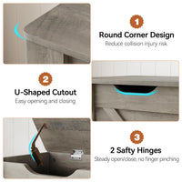 Banc de rangement Garvee à roulettes, coffre en bois de 100 cm (39,4 po), capacité de charge de 159 kg (350 lb), gris, polyvalent pour couloir et salon.