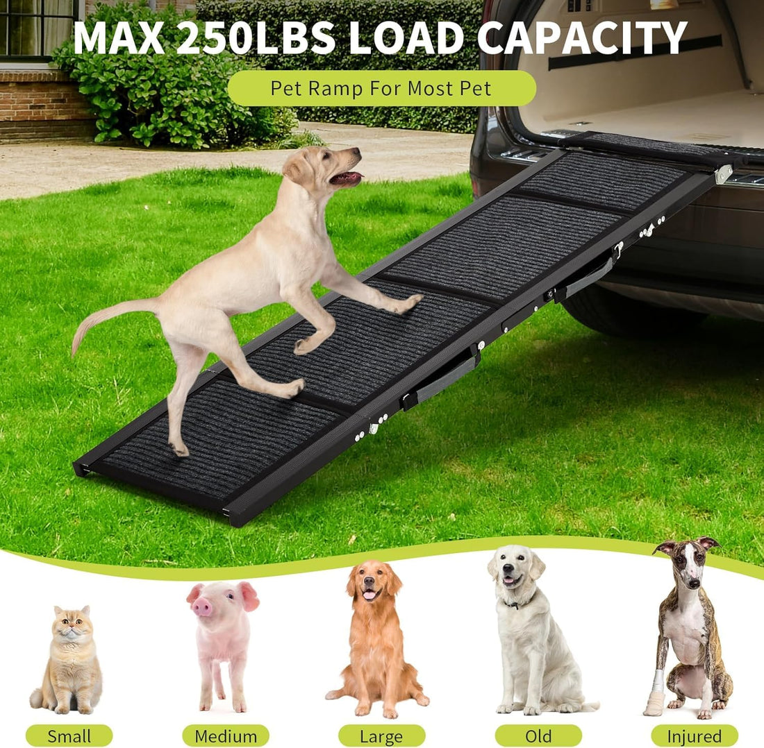 Garvee Rampe pliable pour chien en aluminium 1,3mm, 160 x 50cm, antidérapante, extra large, haute capacité, idéale voiture et maison.