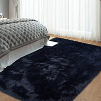 Tapis Garvee bleu marine 2,4 x 3 m (8 x 10 pieds), velours moelleux 4 cm, polyester antidérapant et doux pour salon et chambre.
