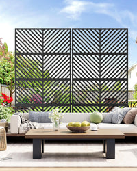 Garvee Paravent extérieur métal 183x102cm, autoportant 4 panneaux, résistant aux intempéries, écran d’intimité pour terrasse balcon, noir
