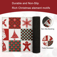 Tapis de Noël Garvee anti-salissures d'extérieur antidérapant, lavable et absorbant, 40 x 80 cm, blanc