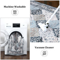 Tapis de couloir marocain Garvee Easy-Care antidérapant et lavable, idéal pour le salon, la chambre d'enfant ou le bureau, 80 x 150 cm, bleu.