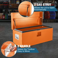 Garvee Coffre à Outils en Acier HHF env. 2,7 mm, Ouverture Rapide à une Main, Couvercle Rainuré, 38 × 38 × 76 cm, Orange