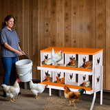 Garvee Boîte De Nidification Pour Poules 8 Compartiments En Acier Galvanisé Résistante À La Rouille Orange Pour Poulailler