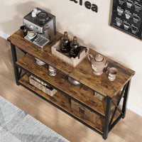 Console Garvee Langer en bois cannelé 47" style industriel rustique brun pour entrée ou salon