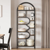 Garvee Bibliothèque à 6 Niveaux au Design Géométrique, Structure en Métal, L. 76 × P. 30 × H. 207,5 cm, Noir, pour Salon et Bureau