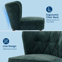 Fauteuil d'appoint Garvee sans accoudoirs, pieds en bois, revêtement en tissu capitonné, ergonomique, robuste et polyvalent, idéal pour le salon et la chambre, multicolore.
