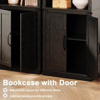 Garvee bibliothèque de style campagne avec portes, 5 niveaux, grand espace de rangement, MDF, salon, bureau, 31 cm (P) × 62 cm (L) × 175 cm (H)