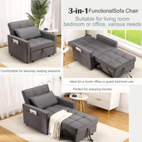 Canapé-lit/fauteuil convertible 3 en 1 Garvee, revêtement en lin, gain de place, 192 x 96 x 59 cm, gris
