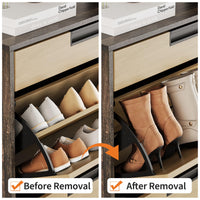 Meuble de rangement à chaussures Garvee avec 2 tiroirs pliables, 1 tiroir, en bois, pieds en métal, étroit, idéal pour l'entrée et le salon.