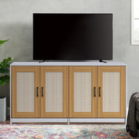 Enclos double pour litière Garvee avec portes en sisal pour 2 chats, 120 cm, blanc, meuble TV pour chat d'intérieur
