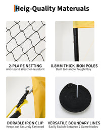 Ensemble de volley-ball Garvee 4 carrés avec filet de 4,27 m (14 pi) à 4 directions, 3 hauteurs réglables, filet en PE et poteaux en fer pour des moments de plaisir en famille en plein air, sac de transport inclus