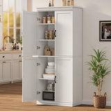 Armoire de rangement Garvee Pantry 70" avec portes et étagères réglables pour la cuisine et le salon, en MDF P2, robuste, anti-basculement, teinte bois neutre