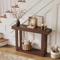 Console en bois Garvee 46 po, étroite, style campagnard, pour entrée et salon, finition blond naturel