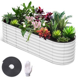 Garvee potager surélevé ovale en métal, revêtement aluminium-magnésium-zinc, antirouille, jardin, vert olive - Vert olive