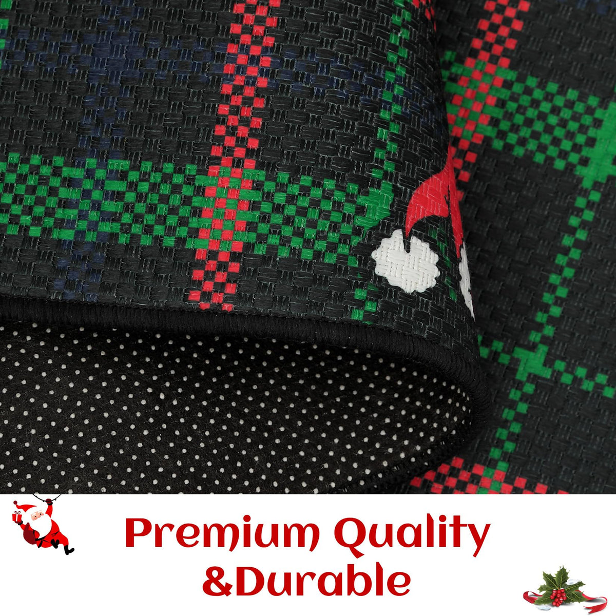 Tapis de cuisine Garvee motif sapin de Noël et flocons de neige, lot de 2, antidérapants, décoration hivernale, 40 x 60 cm + 40 x 120 cm, vert