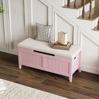 Banc de rangement Garvee avec coussin, coffre en bois de 100 cm, 2 charnières de sécurité, salon et chambre, bois aggloméré, poignées ergonomiques, couvercle rabattable, grand coffre, montage facile