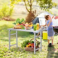 Garvee Table pliante 91×61cm en acier inoxydable avec étagère inférieure réglable pour cuisine, atelier, garage, dimensions 91cm, acier inoxydable