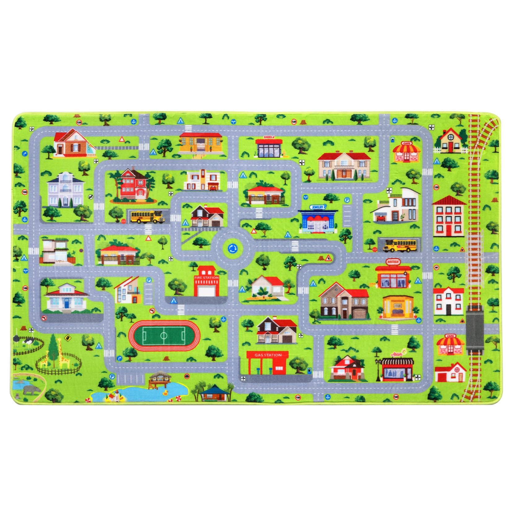 Tapis enfant Garvee, motif rue, mousse à mémoire de forme douce et antidérapante, gris, 100 x 160 cm, salle de jeux