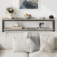 Garvee Console étroite 15 cm, table de canapé 2 niveaux avec étagère réglable, idéale salon, entrée, couloir et hall, gris