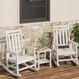 Garvee lot de 2 chaises à bascule extérieures HDPE avec table d’appoint, dossier haut ergonomique, résistantes aux UV et aux intempéries - Blanc