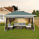 Garvee Tente Canopée 13x13 ft Pop-Up Avec Cadre Renforcé, Toile Imperméable UV, Moustiquaire, Réglable en Hauteur, Vert, Extérieur - 
