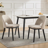 Ensemble de 2 chaises de salle à manger en bois Garvee, style moderne, rembourrées, dossier haut, revêtement en tissu, robustes et confortables, beige, pour cuisine et café, 46 cm (P) x 52 cm (L) x 78 cm (H) - beige