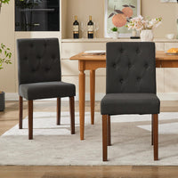 Garvee Ensemble de 2 chaises de salle à manger rembourrées, Design Parsons moderne, lin doux, pieds en bois robustes, confort ergonomique, légères