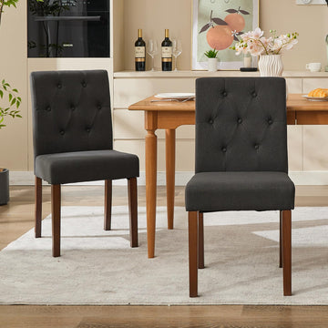 Garvee Ensemble de 2 chaises de salle à manger rembourrées, Design Parsons moderne, lin doux, pieds en bois robustes, confort ergonomique, légères