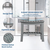 Banc de douche Garvee en PEHD avec étagère pour salle de bain et baignoire, aspect bois, imperméable, facile à nettoyer