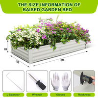 Garvee Lot de 2 bacs de jardin surélevés galvanisés 137 x 61 x 30 cm, en métal avec bords caoutchoutés, pour balcon et jardin, antirouille, fond ouvert