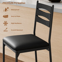Ensemble de 2 tabourets de bar Garvee, en bois, assise et dossier rembourrés, revêtement en similicuir, repose-pieds, noir, pour îlot de cuisine et appartement