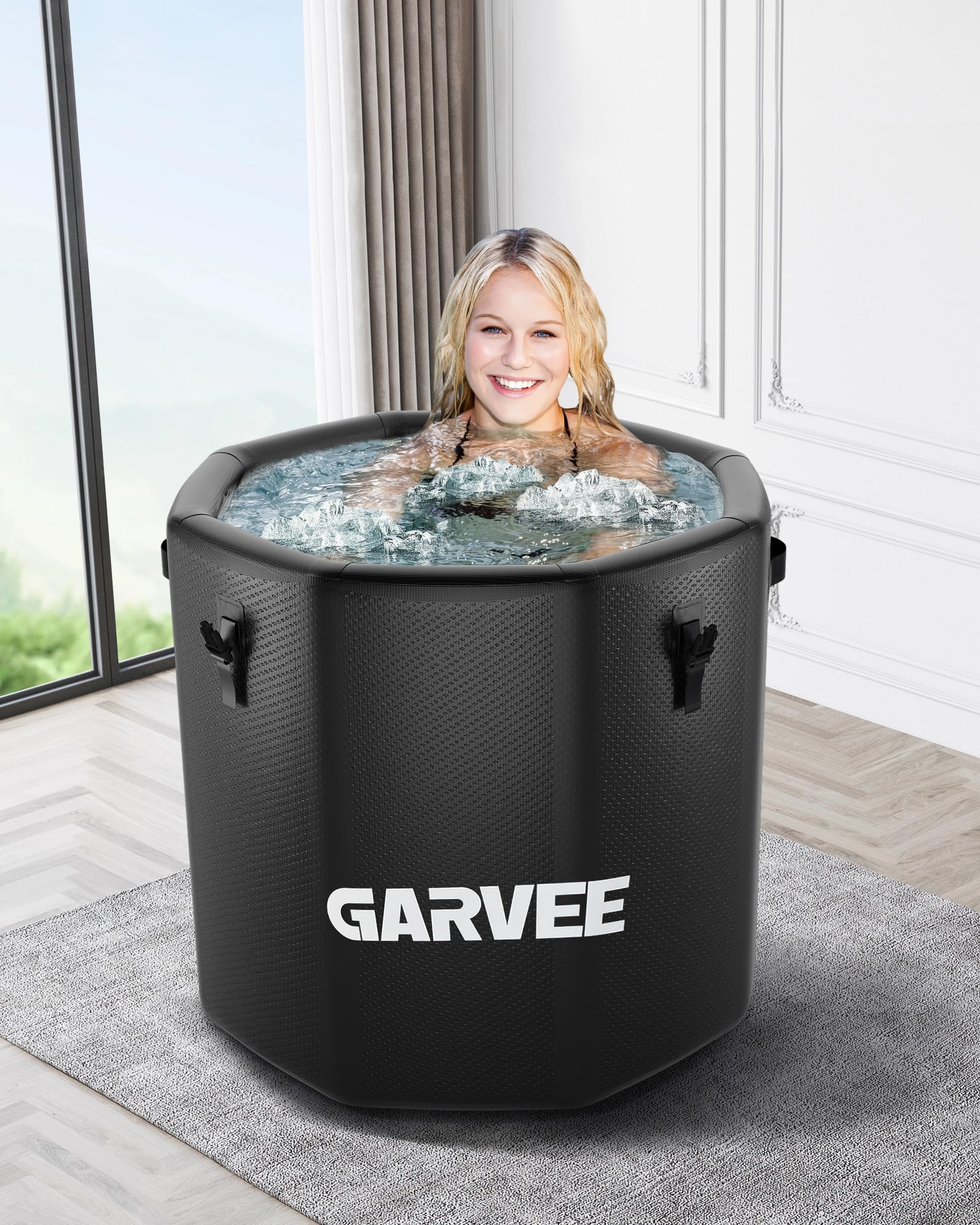 Baignoire balnéo Garvee XXL pour athlètes, 700 litres, PVC de qualité militaire, compatible avec les refroidisseurs d'eau, portable, couvercle isolé, sports et loisirs