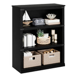 Garvee bibliothèque basse 80 × 31 × 102 cm, 5 étagères en MDF, finition noire, style campagne - Noir