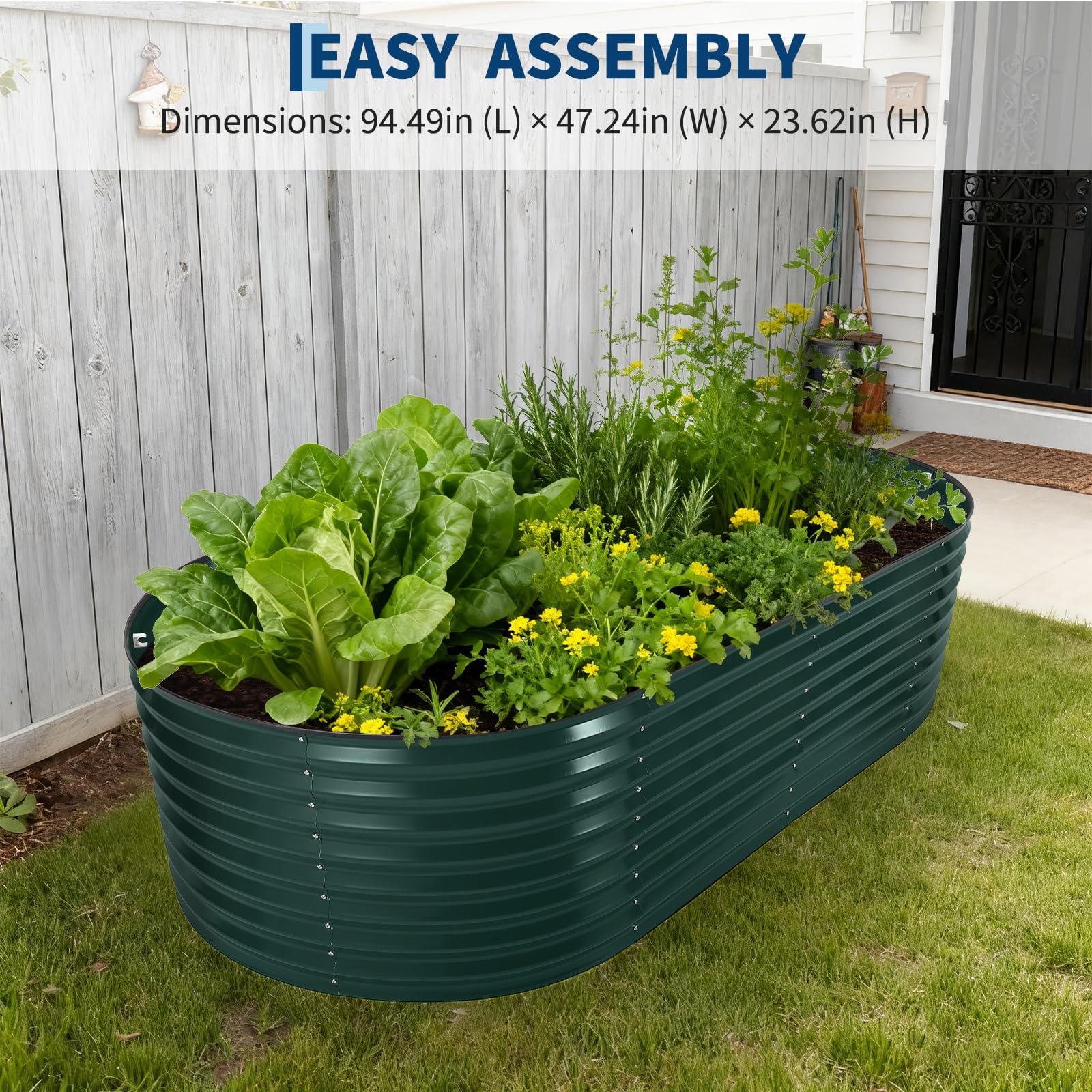 Jardinière surélevée en métal renforcé Garvee avec filet de protection anti-oiseaux pour jardin et terrasse, en acier galvanisé, gants et housse en PVC inclus, résistante aux intempéries