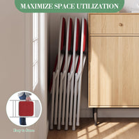 Ensemble de 6 chaises pliantes Garvee avec rembourrage, structure en métal, pliables, revêtement en cuir PU, ergonomiques, empilables, rouges, pour le bureau et le camping