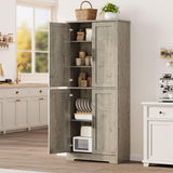 Garvee armoire de cuisine 178 cm avec 4 portes, étagères ajustables, bois P2, style A gris, pour la cuisine et le salon, poignées métal