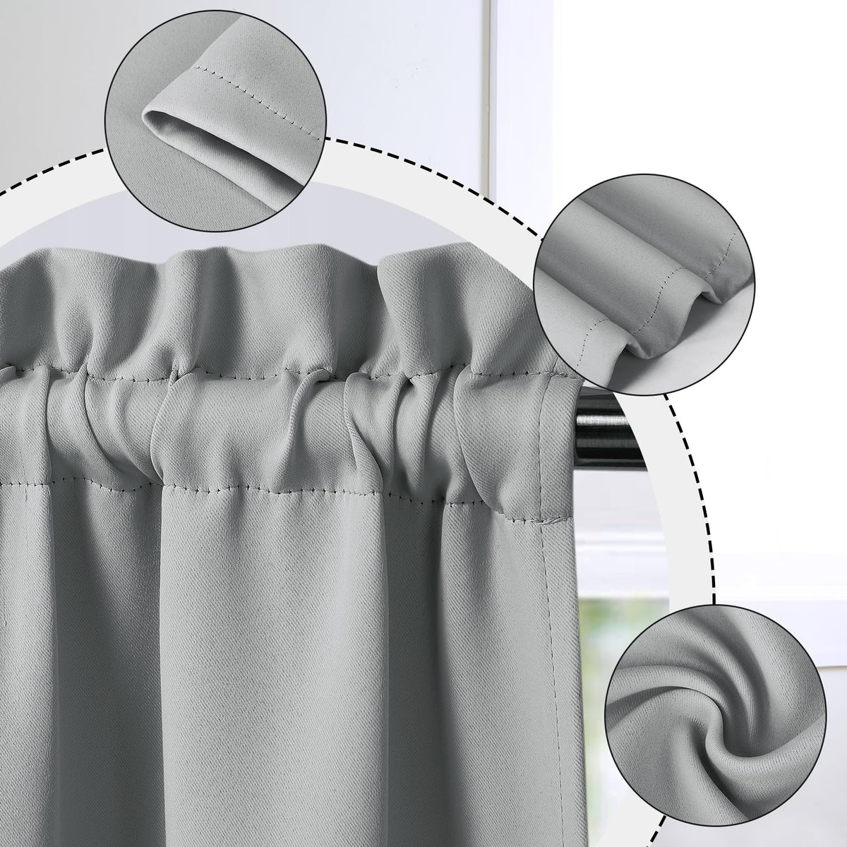 Rideaux courts occultants Garvee, 2 panneaux, polyester opaque, pour cuisine et chambre, 66 x 114 cm